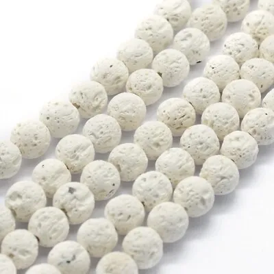 Natural White Lava Beads Loose Beads Round 8mm • £2.45