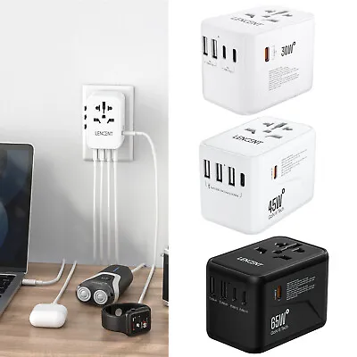 $35.99 • Buy LENCENT Universal Travel Adapter W/ USB C PD 30W 45W 65W 100W Multi Plug Charger