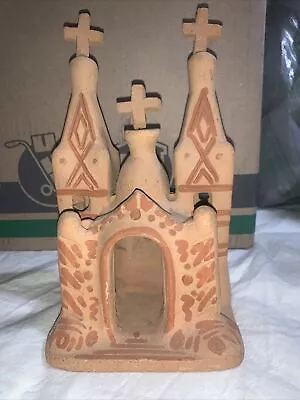 Mexican Folk Art Terra Cotta Pottery Vintage Clay Mission Church Sculpture • $69.99