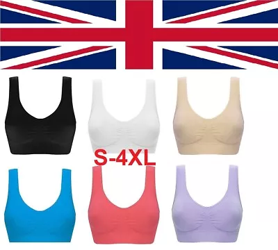 Sports Bra Seamless Bra Crop Top Vest Comfort Stretch  Unpadded Bras Top Quality • £3.80