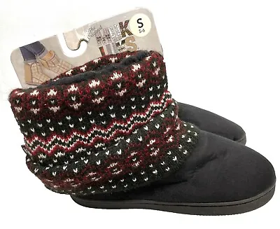 Muk Luks Knit Sherpa Lined Rubber Sole Slipper Boots Women's 5 - 6 Small S NEW • $16.79