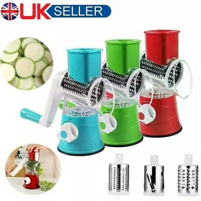 Stainless Steel Veg Food Chopper Shredder Slicer Hand Crank Rotary Cheese Grater • £8.49