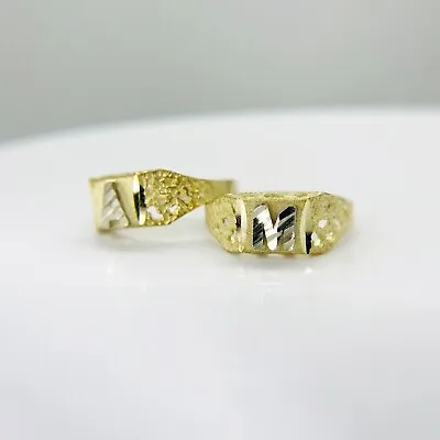 10k Solid Gold Diamond Cut Initial Letter Alphabet Monogram Vintage Ring For Boy • $99