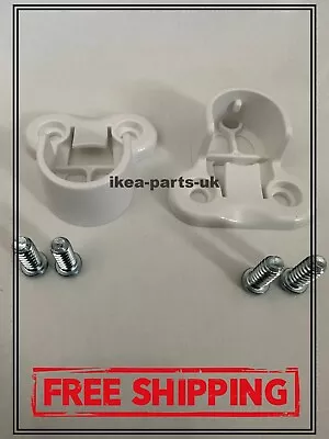 130527  X 2 ORIGINAL IKEA WHITE PAX Wardrobe Brackets Clips For Rail + Screws • £3.50