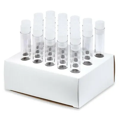 12x75mm PS Plastic Test Tubes Flange Caps Cardboard Rack (Pack Of 25) • $6.07