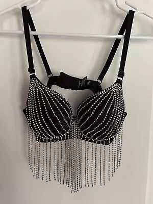 Windsor EDC Ultra Coachella Black Sparkly Rhinestones Rave Music Festival Bra XS • $39.99