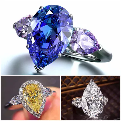 $2.06 • Buy Cubic Zircon Women Wedding Jewelry Pretty 925 Silver Plated Ring Sz 6-10