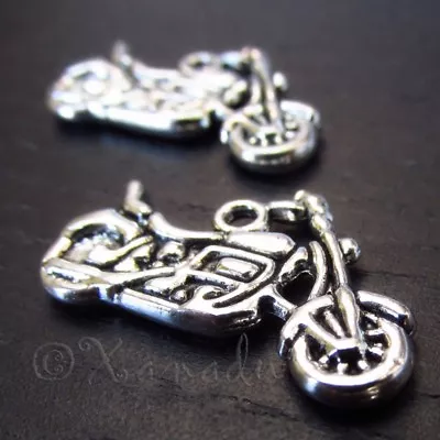 Motorcycle 24mm Antiqued Silver Plated Charm Pendants C3298 - 10 20 Or 50PCs • $2.50