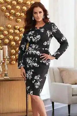 16W PLUS Midnight Velvet Formal Dress Dinner Church Black Floral Skirt Suit • $31.99