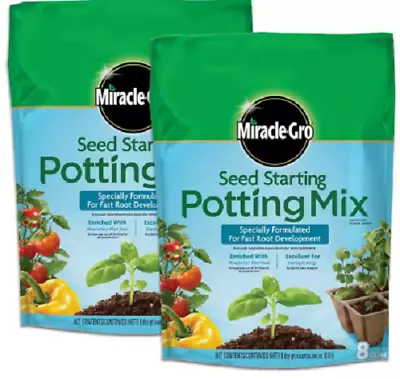 2-Pack Miracle-Gro Seed Starting Potting Soil Mix-16 Qt For Optimal Plant Growth • $16.99