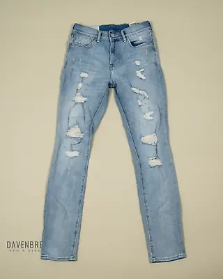 H&M Skinny Coupe Moulante & Denim Distressed Jeans Women's 27x30 Light Wash Norm • $20