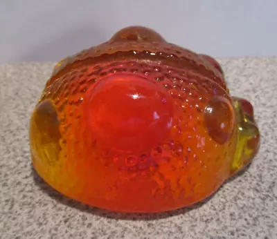 Blenko Glass Ladybug Paperweight W Sticker Yellow Orange Amber Tangerine • $14.99