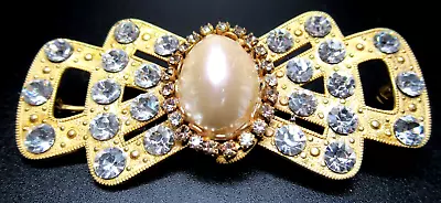 MIRIAM HASKELL Sparkling Ice Rhinestone Faux Pearl Vintage Pin Brooch • $99.99