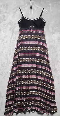 Volcom Dress Womens Medium 12 Black Geometric Stripe Back Cut Cage Strap Playa • $29.94