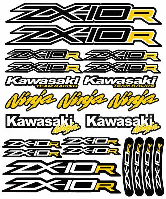 ZX-10R Ninja Motorcycle Racing Decals Stickers Set ZX10R ZXR YELLOW • £11.88