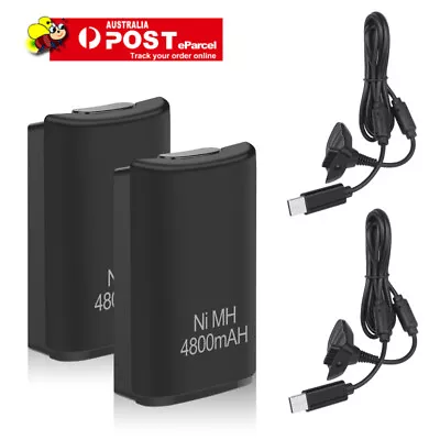 $17.99 • Buy 2PC Rechargeable Battery USB Charger Cable Pack For Xbox 360 Wireless Controller