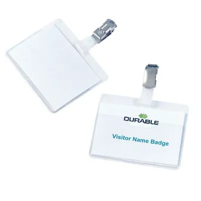 £14.95 • Buy Durable Visitors Name Badge Clear With Clip 60mm X 90mm Pack Of 25