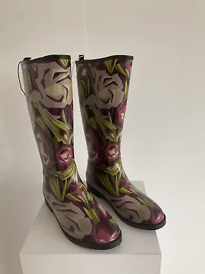 MISSONI BOOTS For Target ROSE Floral Rubber WOMEN'S Size 9 • $25