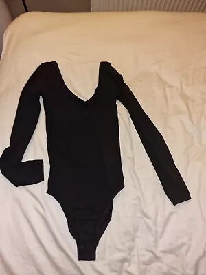 Black Size 8 Women's Bodysuit Top Scoop Neck Long Sleeves Size 8 Miss Selfridge • £5.99