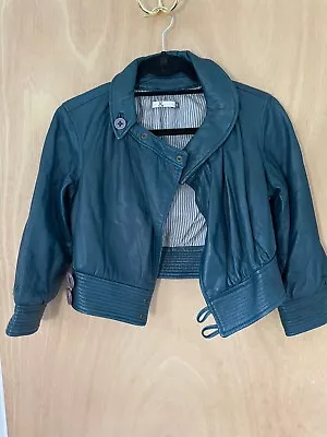 Mike And Chris Blue/green Lambskin Leather Jacket Size Small • $110