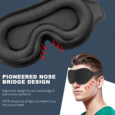 $9.99 • Buy 3D Sleep Mask Silk Dry Eye Mask Sleeping Padded Shade Cover Blindfold Men Women
