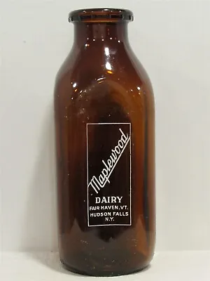 SSPQ Amber Milk Bottle Maplewood Dairy Fair Haven VT Hudson Falls NY Since 1880 • $19.99