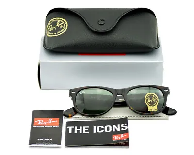 Ray-Ban Sunglasses RB2132 New Wayfarer Classic Tortoise Frame Green Lens 52mm • $66.99