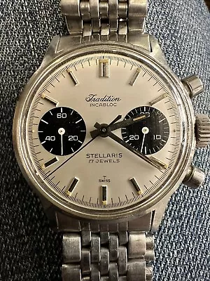 Vtg Heuer Sears Men’s Chronograph Watch Panda  Tradition Stellaris Original Band • $3199