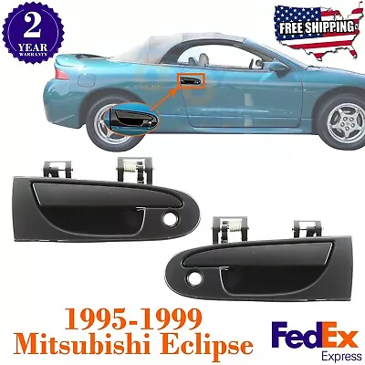 Door Handle Set Front Outer Black For 1995-1999 Mitsubishi Eclipse • $32.76