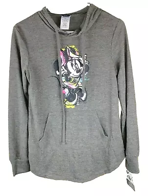 Disney Minnie Mouse Hoodie Sz Small Pullover Dark Gray Hand Pocket NWT • $17.95