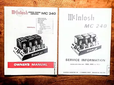Original McIntosh MC240 MC 240 Tube Power Amplifier Owners Manual Schematics NM • $79