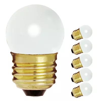 5 Pack S3607 GLOSSY WHITE Globe Indicator Bulb 7.5W 120V S11 Medium Base E26 • $6.52