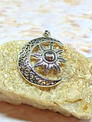 Sterling Silver Moon And Sun Celtic Pendant With Italian Box Chain • $35