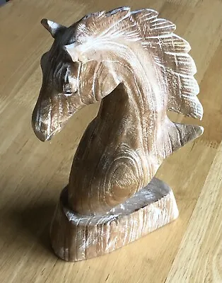 A Beautiful Carved Wooden Horse Head Figurine 30 Cms Tall. • £16.51