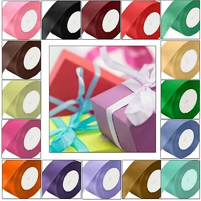 25 Metres Full Roll Double Sided Satin Ribbon For Party Wedding Cake Decoration  • £2.59