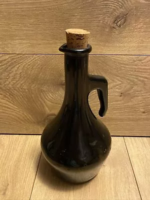 Vintage Vetreria Etrusca Brown Glass Oil Cruet MOD DEP 1000ml Made In Italy  • $20