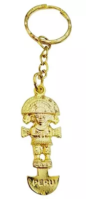 Peru Keychain Peruvian Tumi Goldtone Metal Ceremonial Replica Souvenir Keyring • $17