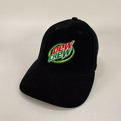 Mountain Dew Dew Crew Hat Promotional Embroidered Fitted Black NEW Read • $14.99