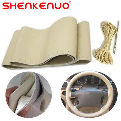 15  DIY Steering Wheel Cover Genuine Leather Beige For Ford F150 04-21 F250/F350 • $14.39