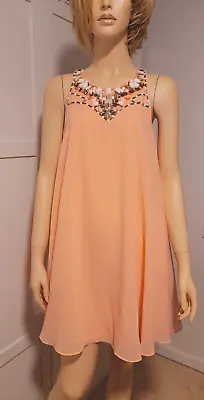 Marciano Women Small Peachy/Orange Rhinestone Bead Sequin Dress • $24.99