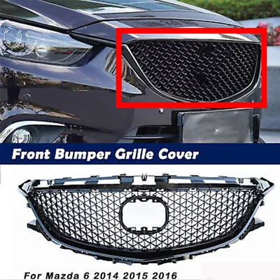 Front Upper Bumper Grille Grill Black Mesh Honeycomb Style For 2014-2016 Mazda 6 • $123.07