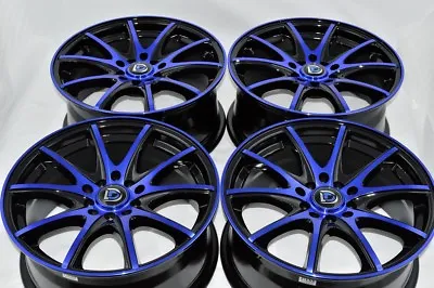 $669 • Buy 4 New DDR ST15 16x7 5x100/114.3 38mm Black Blue Wheels Rims