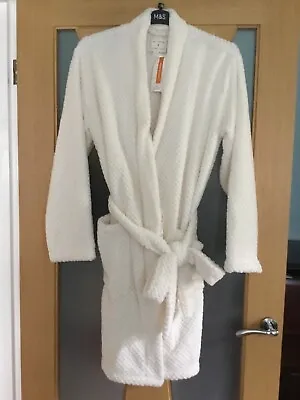 M & S Sz Large Dressing Gown Ivory Soft  Velour Fleece Bnwt • £17.99