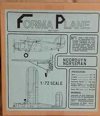 $20 • Buy NOORDUYN NORSEMAN; Forma Plane #1 Vacuform Kit; 1: 72scale; 1977 Vintage