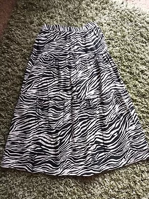 George Size 10 Black & Cream Zebra Print Tiered Midaxi Skirt BNWT • £6