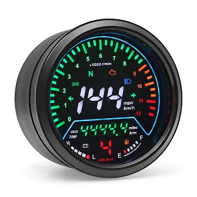 12V LCD Digital Motorcycle Speedometer Odometer Tachometer Gauge Fuel Meter Volt • $36.80