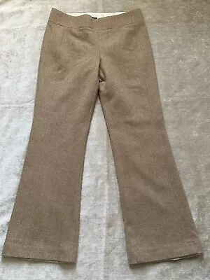 J. Crew Women’s Pants City Fit Herringbone Beige Wool Blend Size 8 Lined Flat • $28