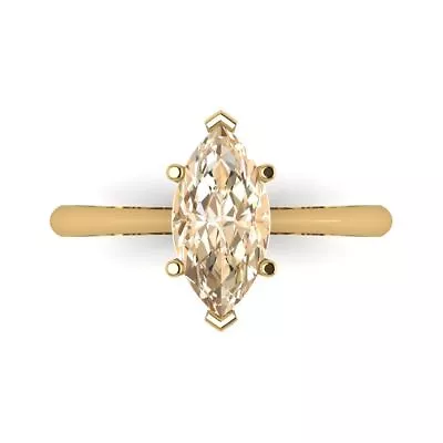 1.50 Marquise Cut Natural Morganite Wedding Bridal Promise Ring 14k Yellow Gold • £324.74