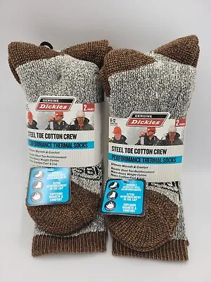 Dickies Steel Toe Performance Thermal Cotton Crew Socks 4-Pair Size 6-12 • $24.99