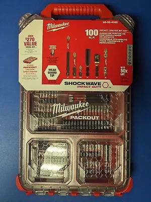 Milwaukee  100 Pc Shockwave Packout Kit - Red Drill Bit Father's Day Tools • $74.99